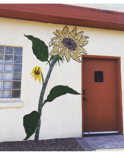 ALMA and SOMOS sunflower paint and tiled project