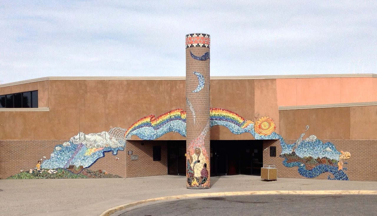 Photo image of "Once Upon a Storytime" mosaic mural at the Juan Tabo Library